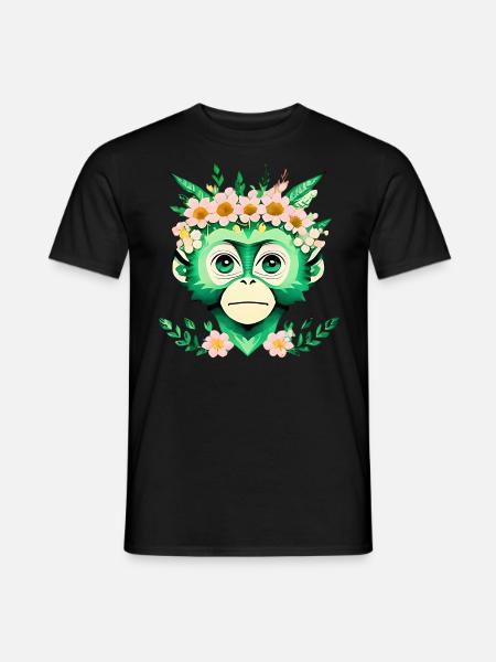 Flowery monkey friend - Men's T-Shirt - black