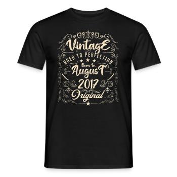 Vintage born in August 2017. Birthday August 2017 - Men's T-Shirt - black - Front - AI Model Male 178 light (178cm)