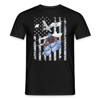 Cool Skydiving Jumping, Skydiver American Flag - Men's T-Shirt - black - Front - AI Model Male 178 light (178cm)