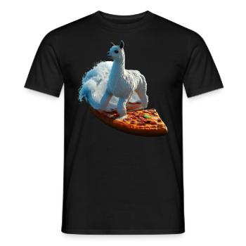 Pizza Wellen Alpaka Surfer - Männer T-Shirt - Schwarz - Vorne - AI Model Male 178 light (178cm)