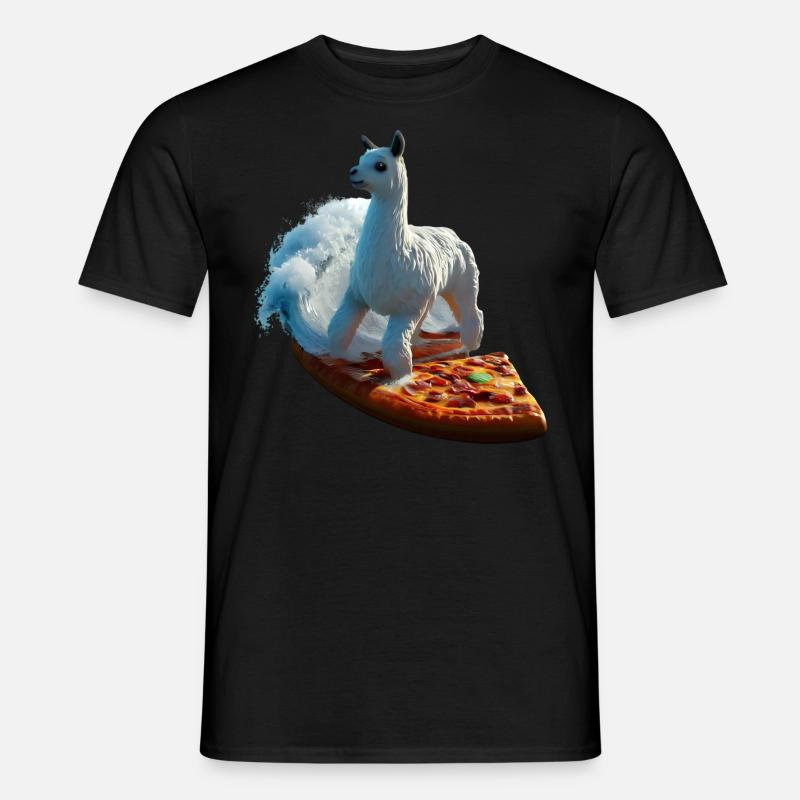 Pizza Waves Alpaca Surfer - Men's T-shirt - black