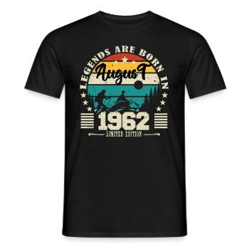 August 1962. Birthday gift August 1962. August - Men's T-Shirt - black - Front - AI Model Male 178 light (178cm)
