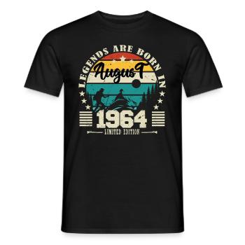 August 1964. Birthday gift August 1964. August - Men's T-Shirt - black - Front - AI Model Male 178 light (178cm)