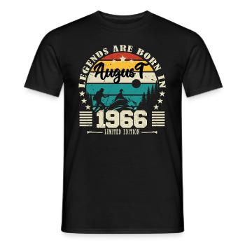 August 1966. Birthday gift August 1966. August - Men's T-Shirt - black - Front - AI Model Male 178 light (178cm)