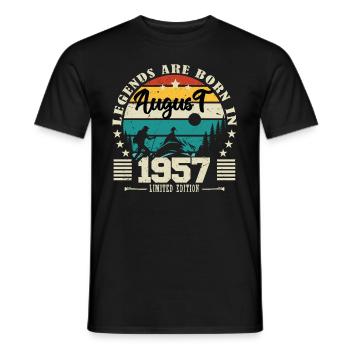 August 1957. Birthday gift August 1957. August - Men's T-Shirt - black - Front - AI Model Male 178 light (178cm)