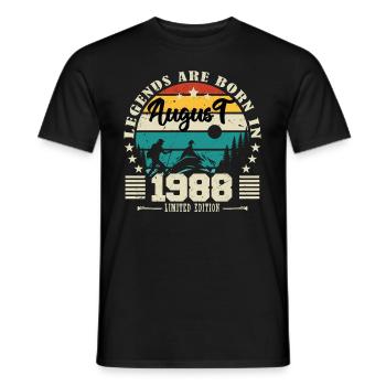 August 1988. Birthday gift August 1988. August - Men's T-Shirt - black - Front - AI Model Male 178 light (178cm)