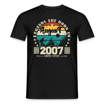 August 2007. Birthday gift August 2007. August - Men's T-Shirt - black - Front - AI Model Male 178 light (178cm)