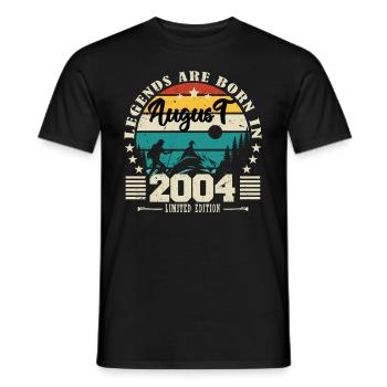 Aout 2004. Cadeau d'anniversaire août 2004. August - T-shirt homme - noir - Devant - AI Model Male 178 light (178cm)
