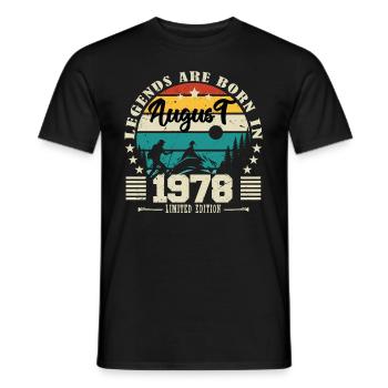 August 1978. Geburtstagsgeschenk August 1978. August - Männer T-Shirt - Schwarz - Vorne - AI Model Male 178 light (178cm)