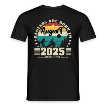August 2025. Birthday gift August 2025. August - Men's T-Shirt - black - Front - AI Model Male 178 light (178cm)