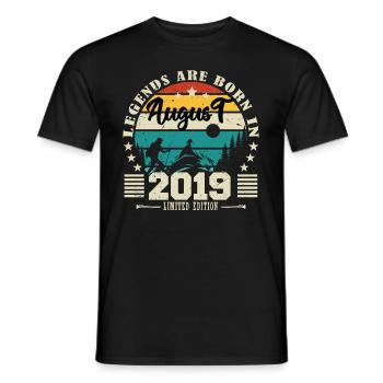 August 2019. Birthday gift August 2019. August - Men's T-Shirt - black - Front - AI Model Male 178 light (178cm)