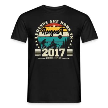 August 2017. Birthday gift August 2017. August - Men's T-Shirt - black - Front - AI Model Male 178 light (178cm)
