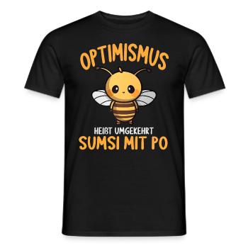 Optimismus heißt umgekehrt Sumsi Mit Po - Männer T-Shirt - Schwarz - Vorne - AI Model Male 178 light (178cm)