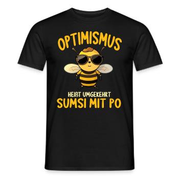 Optimismus heißt umgekehrt Sumsi Mit Po - Männer T-Shirt - Schwarz - Vorne - AI Model Male 178 light (178cm)