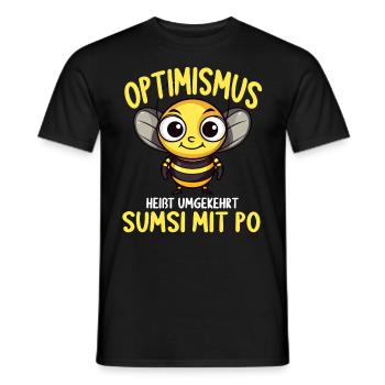 Optimismus heißt umgekehrt Sumsi Mit Po - Männer T-Shirt - Schwarz - Vorne - AI Model Male 178 light (178cm)
