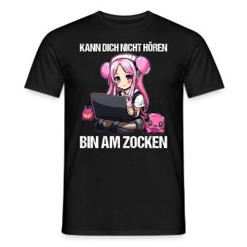 Gaming Konsole PC Zockerin Mädchen Gamer Girl - Männer T-Shirt - Schwarz - Vorne - AI Model Male 178 light (178cm)