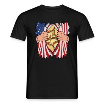 Tacos 4 juillet Drapeau des États-Unis Taco mexicain - T-shirt homme - noir - Devant - AI Model Male 178 light (178cm)