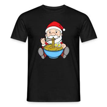 Kawaii Weihnachtsmann Essen Japan Nudeln Ramen - Männer T-Shirt - Schwarz - Vorne - AI Model Male 178 light (178cm)