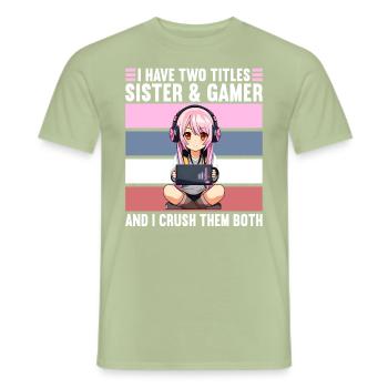 Gaming Console PC Gamer Girl Gamer Girl - Men's T-Shirt - sage - Front - AI Model Male 178 light (178cm)