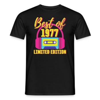 46th Birthday Best of 1977 Cassette Tape Retro 80s - Men's T-Shirt - black - Front - AI Model Male 178 light (178cm)