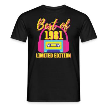 42nd Birthday Best of 1981 Cassette Tape Retro 80s - Men's T-Shirt - black - Front - AI Model Male 178 light (178cm)
