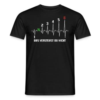 1N23456 Motorrad Gangschaltung - Adrenalin - Puls - Männer T-Shirt - Schwarz - Vorne - AI Model Male 178 light (178cm)