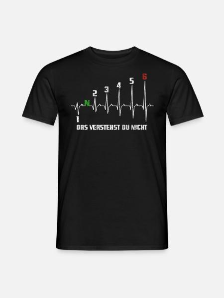1N23456 Motorrad Gangschaltung - Adrenalin - Puls - Männer T-Shirt - Schwarz