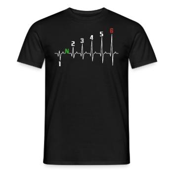 1N23456 Changement de vitesse moto - Adrénaline - Pouls - T-shirt homme - noir - Devant - AI Model Male 178 light (178cm)