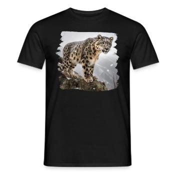 Léopard des neiges Léopard des neiges - T-shirt homme - noir - Devant - AI Model Male 178 light (178cm)