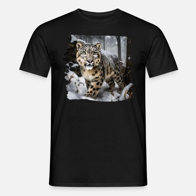 Schneeleoparden Schneeleopard - Männer T-Shirt - Schwarz
