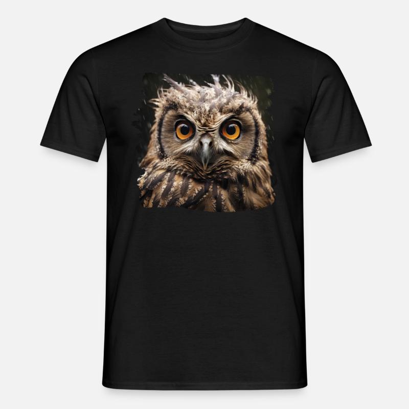 Eulen Kauz Owl Uhu Nachteule Eule - Männer T-Shirt - Schwarz