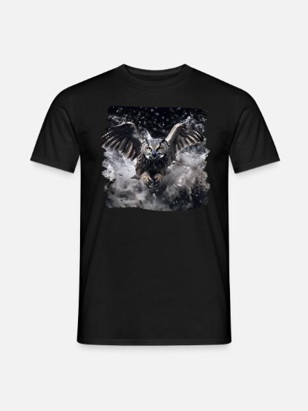 Eulen Kauz Owl Uhu Nachteule Eule - Mænd T-shirt - sort