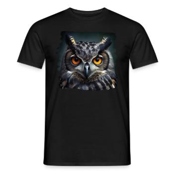 Eulen Kauz Owl Uhu Nachteule Eule - Männer T-Shirt - Schwarz - Vorne - AI Model Male 178 light (178cm)