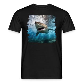 Sharks realistic shark great white shark - Men's T-Shirt - black - Front - AI Model Male 178 light (178cm)