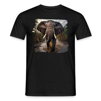 Elefanten realistic Elefant - Männer T-Shirt - Schwarz - Vorne - AI Model Male 178 light (178cm)