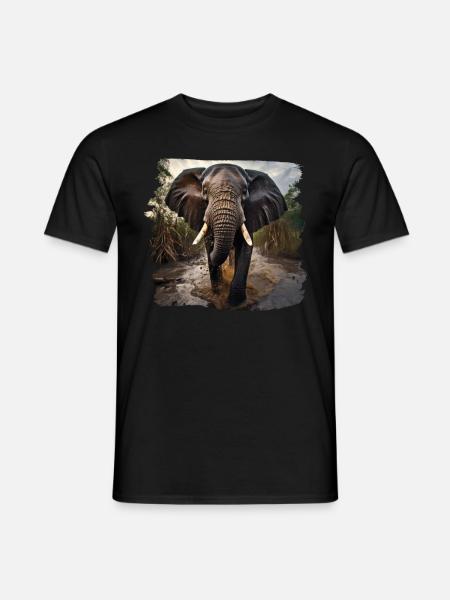 Elephant realistic elephant - Men's T-Shirt - black