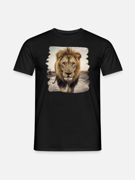 Lion realistic lion - Men's T-Shirt - black