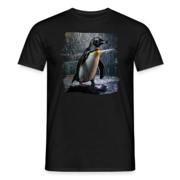 Penguins realistic penguin - Men's T-Shirt - black - Front - AI Model Male 178 light (178cm)