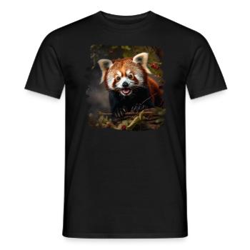 Little Panda realistic Red Panda Pandas - Men's T-Shirt - black - Front - AI Model Male 178 light (178cm)