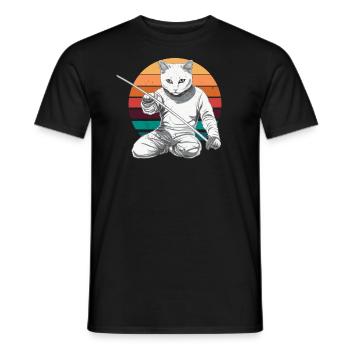 Katzen Fechter gamer Vintage Fechten Sport Katzen - Männer T-Shirt - Schwarz - Vorne - AI Model Male 178 light (178cm)