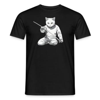 Cats, fencers, gamers, cartoons, fencing, cats - Men's T-Shirt - black - Front - AI Model Male 178 light (178cm)