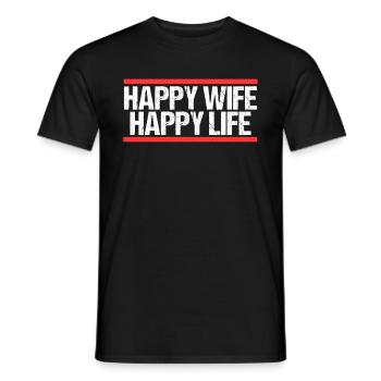 Femme heureuse Vie heureuse - T-shirt homme - noir - Devant - AI Model Male 178 light (178cm)