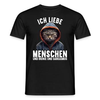 Ich liebe Menschen und Ironie und Sarkasmus - Männer T-Shirt - Schwarz - Vorne - AI Model Male 178 light (178cm)