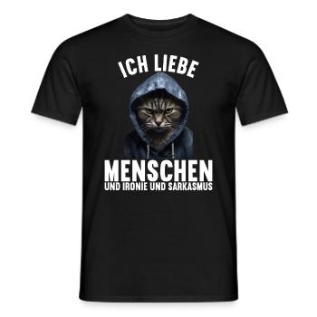 Ich liebe Menschen und Ironie und Sarkasmus - Männer T-Shirt - Schwarz - Vorne - AI Model Male 178 light (178cm)