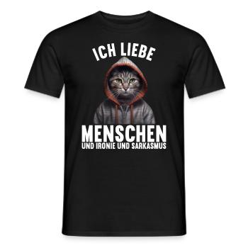 Ich liebe Menschen und Ironie und Sarkasmus - Männer T-Shirt - Schwarz - Vorne - AI Model Male 178 light (178cm)