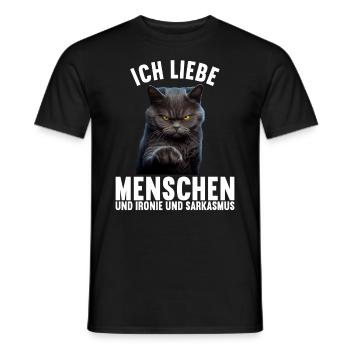 Ich liebe Menschen und Ironie und Sarkasmus - Männer T-Shirt - Schwarz - Vorne - AI Model Male 178 light (178cm)