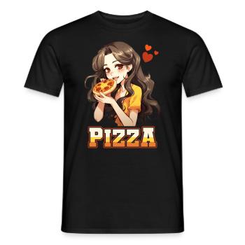 Pizza Lover Young Girl Anime Manga Pizza - T-shirt homme - noir - Devant - AI Model Male 178 light (178cm)
