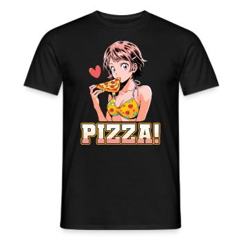 Pizza Lover Young Girl Anime Manga Pizza - T-shirt homme - noir - Devant - AI Model Male 178 light (178cm)