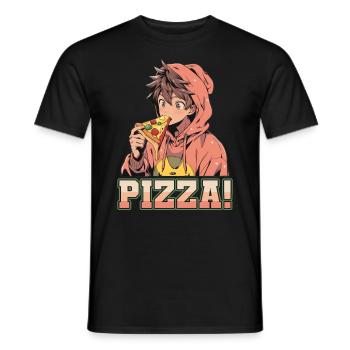Pizza Lover Young Girl Anime Manga Pizza - T-shirt homme - noir - Devant - AI Model Male 178 light (178cm)