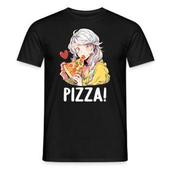 Pizza Lover Young Girl Anime Manga Pizza - T-shirt homme - noir - Devant - AI Model Male 178 light (178cm)